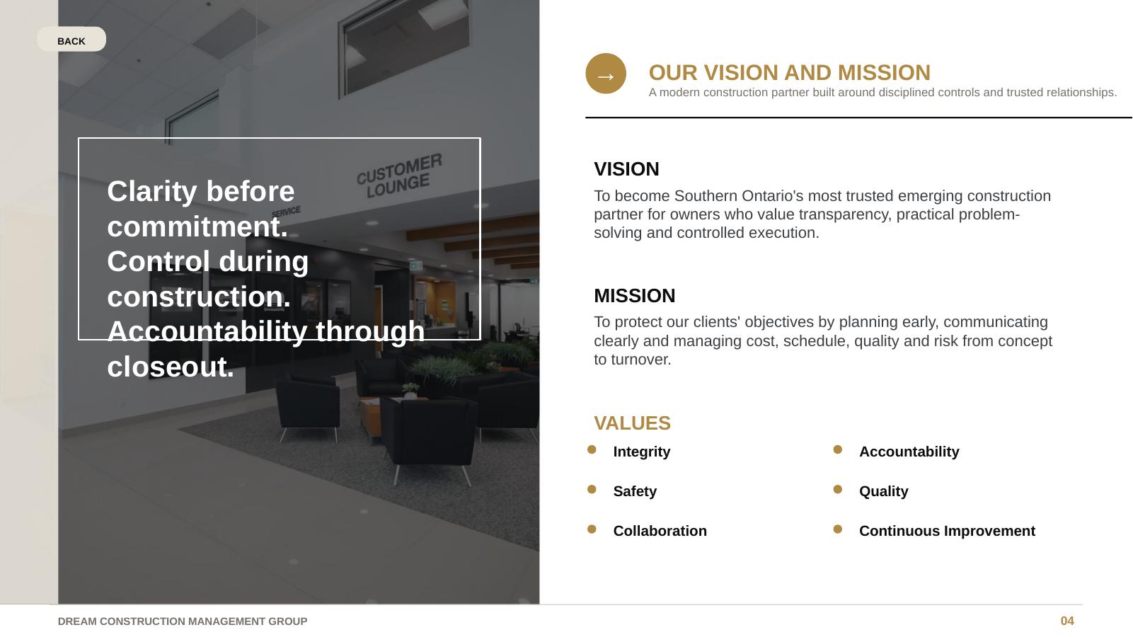 DCMG vision, mission and values